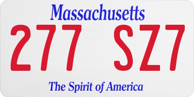 MA license plate 277SZ7