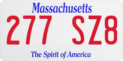MA license plate 277SZ8