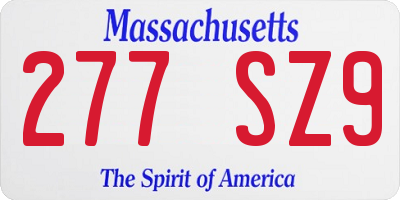 MA license plate 277SZ9