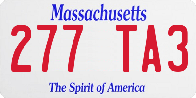 MA license plate 277TA3
