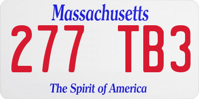 MA license plate 277TB3