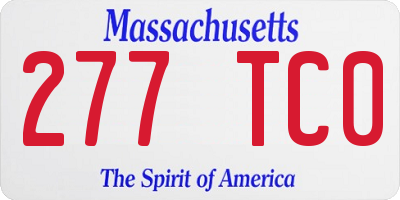 MA license plate 277TC0