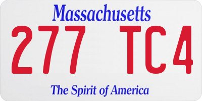 MA license plate 277TC4