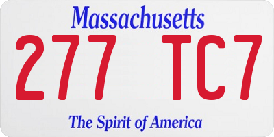 MA license plate 277TC7