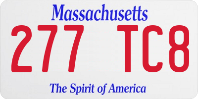MA license plate 277TC8