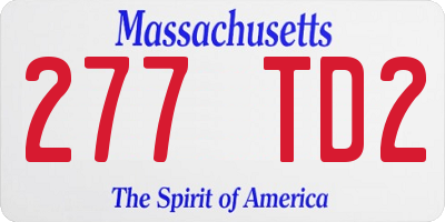 MA license plate 277TD2