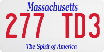 MA license plate 277TD3