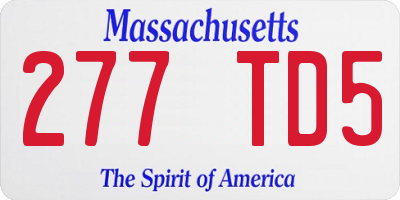 MA license plate 277TD5