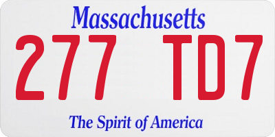 MA license plate 277TD7
