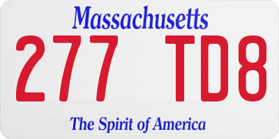 MA license plate 277TD8