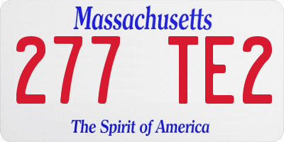 MA license plate 277TE2