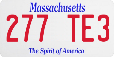 MA license plate 277TE3