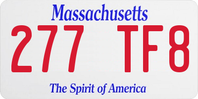 MA license plate 277TF8
