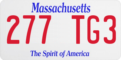 MA license plate 277TG3