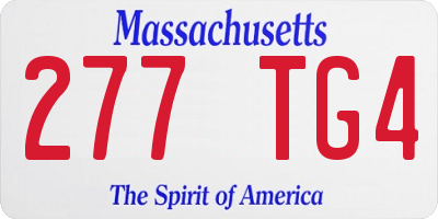 MA license plate 277TG4
