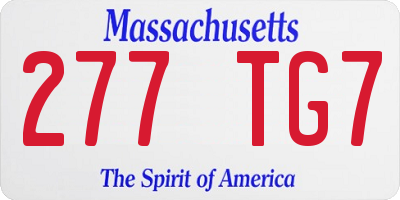 MA license plate 277TG7