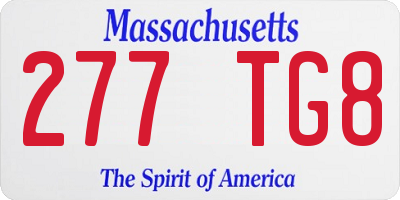 MA license plate 277TG8