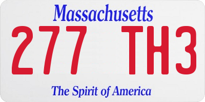 MA license plate 277TH3