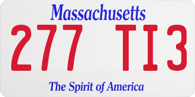 MA license plate 277TI3