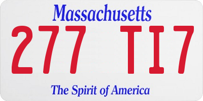 MA license plate 277TI7