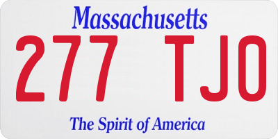MA license plate 277TJ0