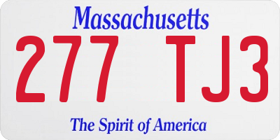 MA license plate 277TJ3
