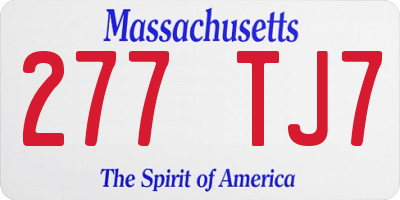 MA license plate 277TJ7
