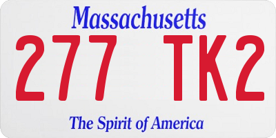 MA license plate 277TK2