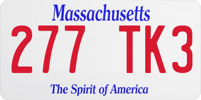 MA license plate 277TK3