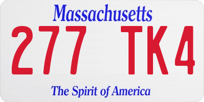 MA license plate 277TK4
