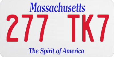 MA license plate 277TK7