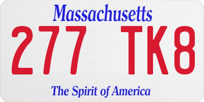 MA license plate 277TK8