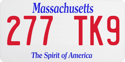MA license plate 277TK9