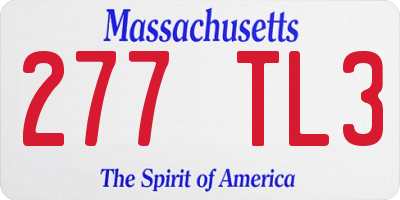 MA license plate 277TL3
