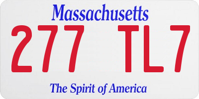 MA license plate 277TL7