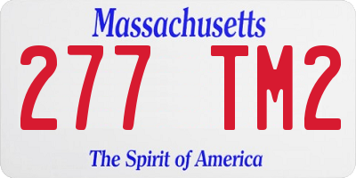 MA license plate 277TM2
