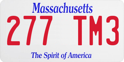 MA license plate 277TM3