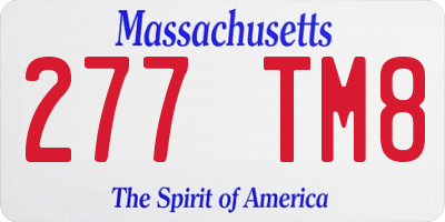 MA license plate 277TM8