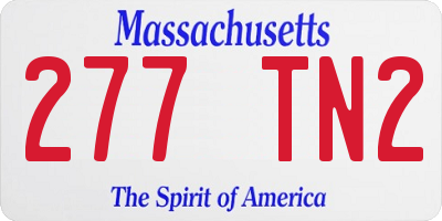 MA license plate 277TN2