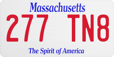 MA license plate 277TN8