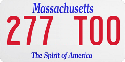 MA license plate 277TO0