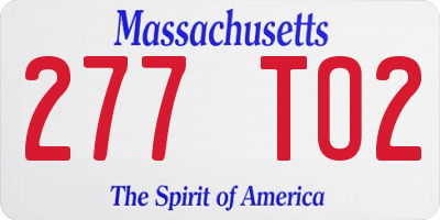MA license plate 277TO2