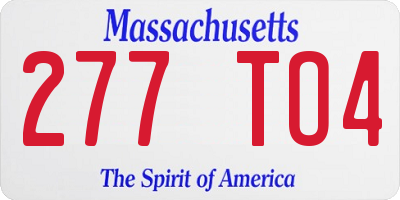 MA license plate 277TO4