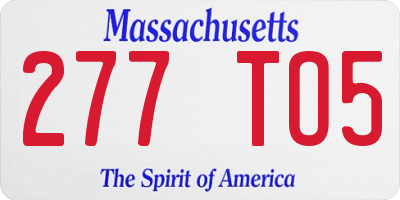 MA license plate 277TO5