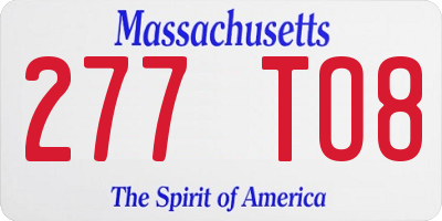 MA license plate 277TO8