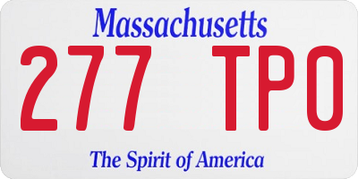 MA license plate 277TP0