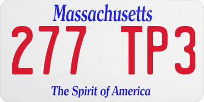 MA license plate 277TP3