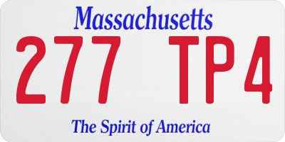 MA license plate 277TP4