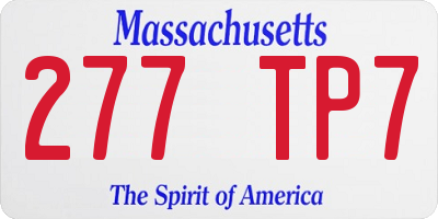 MA license plate 277TP7