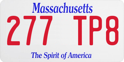 MA license plate 277TP8